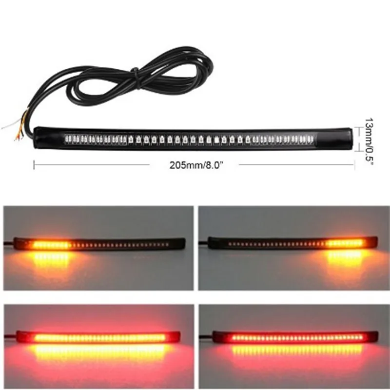 

Светодиодная лента 48smd для мотоциклетного стоп-сигнала, Вспомогательная лента для рулевого управления, двухцветная красная и желтая подсве...