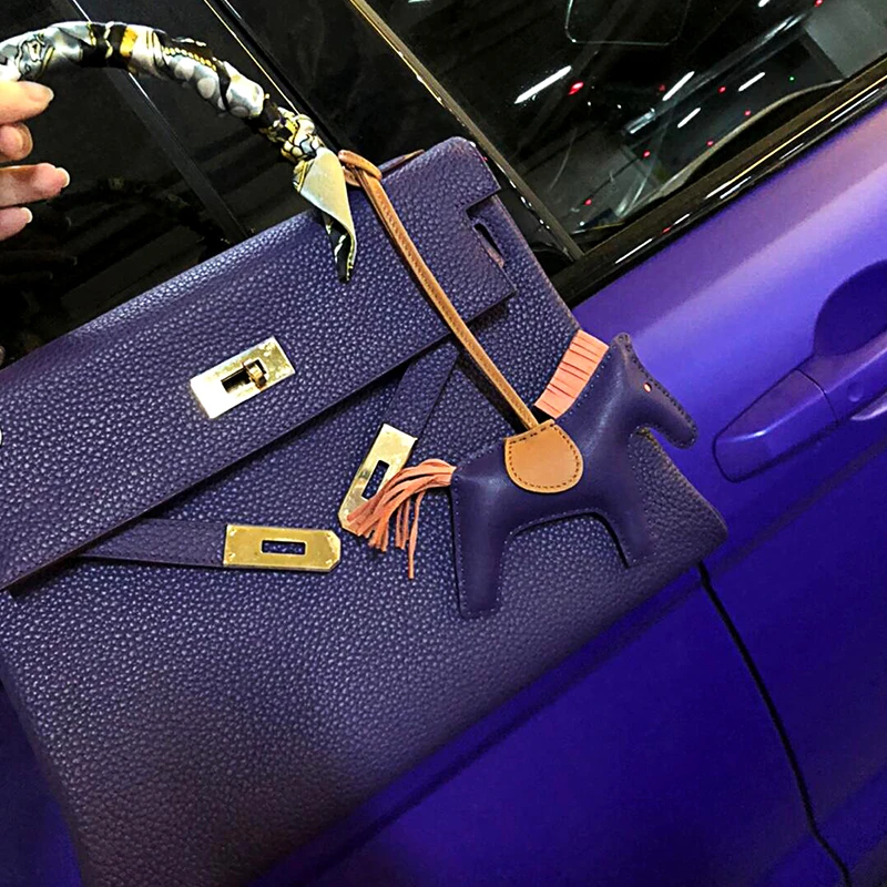 13-10CM hand-stitched H family pony pendant sheepskin car pendant bag bag pendant female leather tassel pendant cute