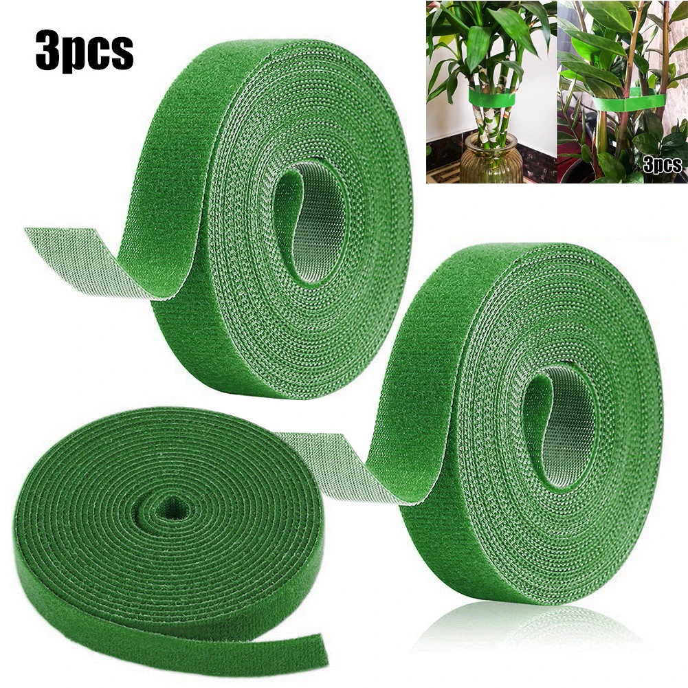 

3 Rolls Plant Ties Nylon Tie 2M*1CM Plant Bandage Garden Plant Shape Tape Hook Loop Bamboo Cane Wrap Support Garden Accessories