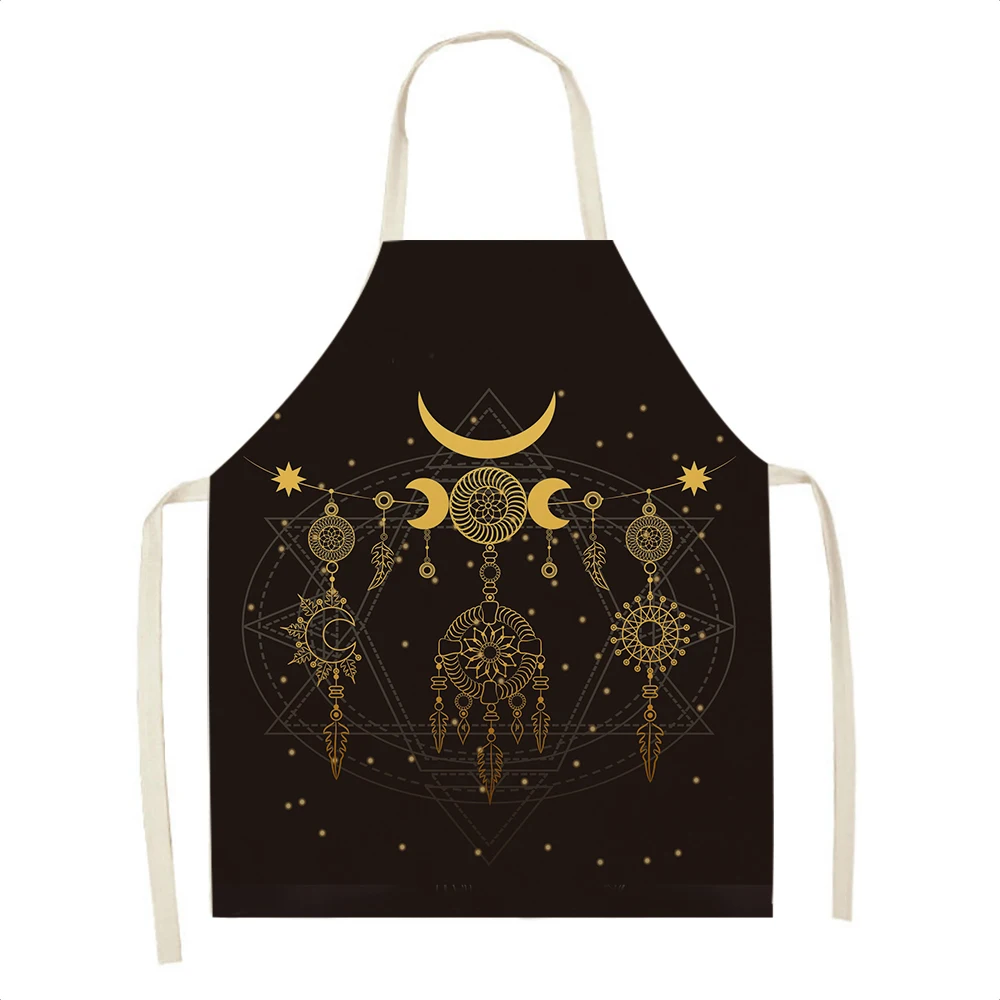 

Домашние Кухонные фартуки с мандалой для женщин, хлопковые льняные фартуки без рукавов, домашние кухонные нагрудники для выпечки, инструме...