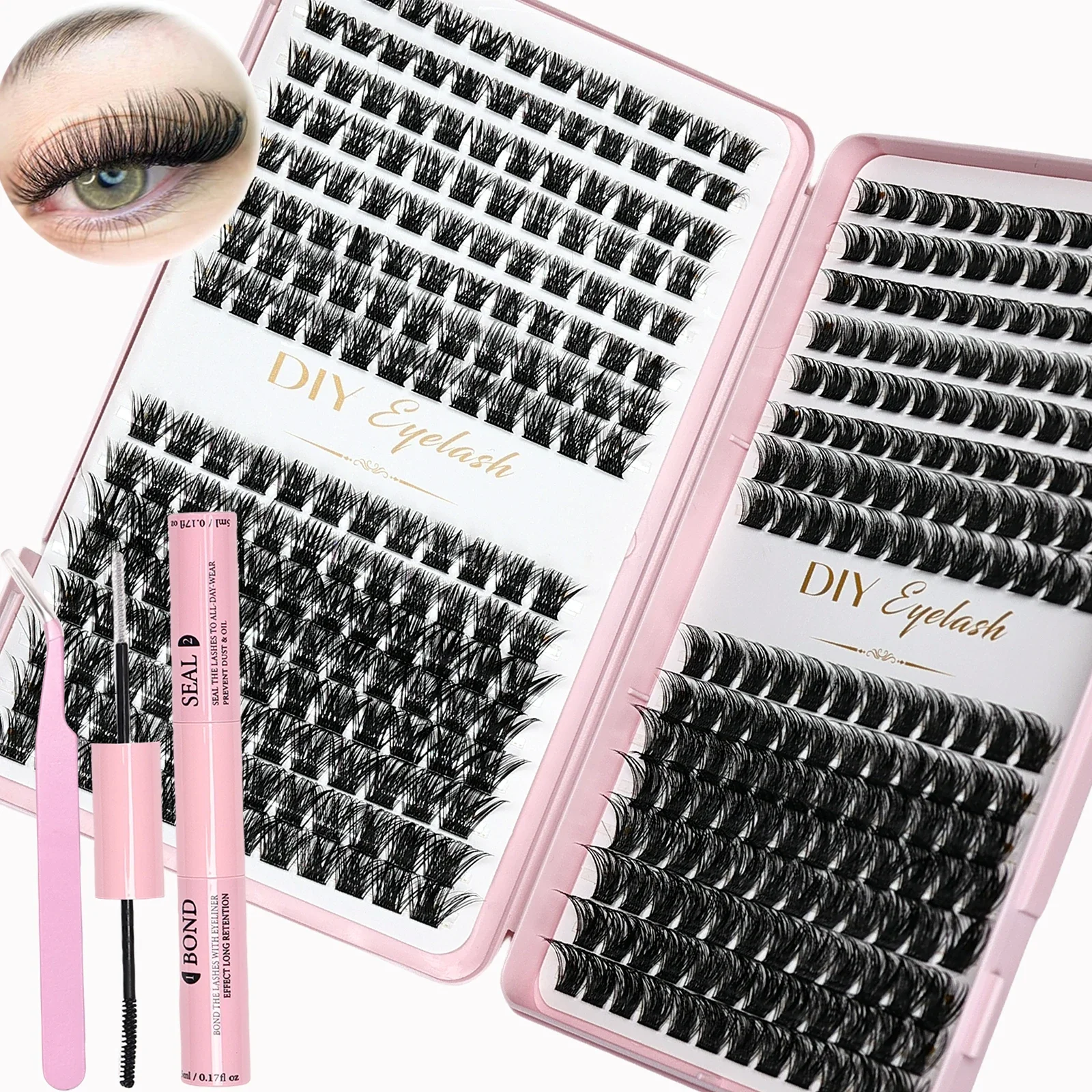 Комплект для наращивания ресниц в комплекте 384 шт. набор D Curl с кластерными