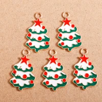 10pcs cute enamel christmas tree charms for jewelry making women fashion drop earrings pendants necklaces diy bracelets gifts