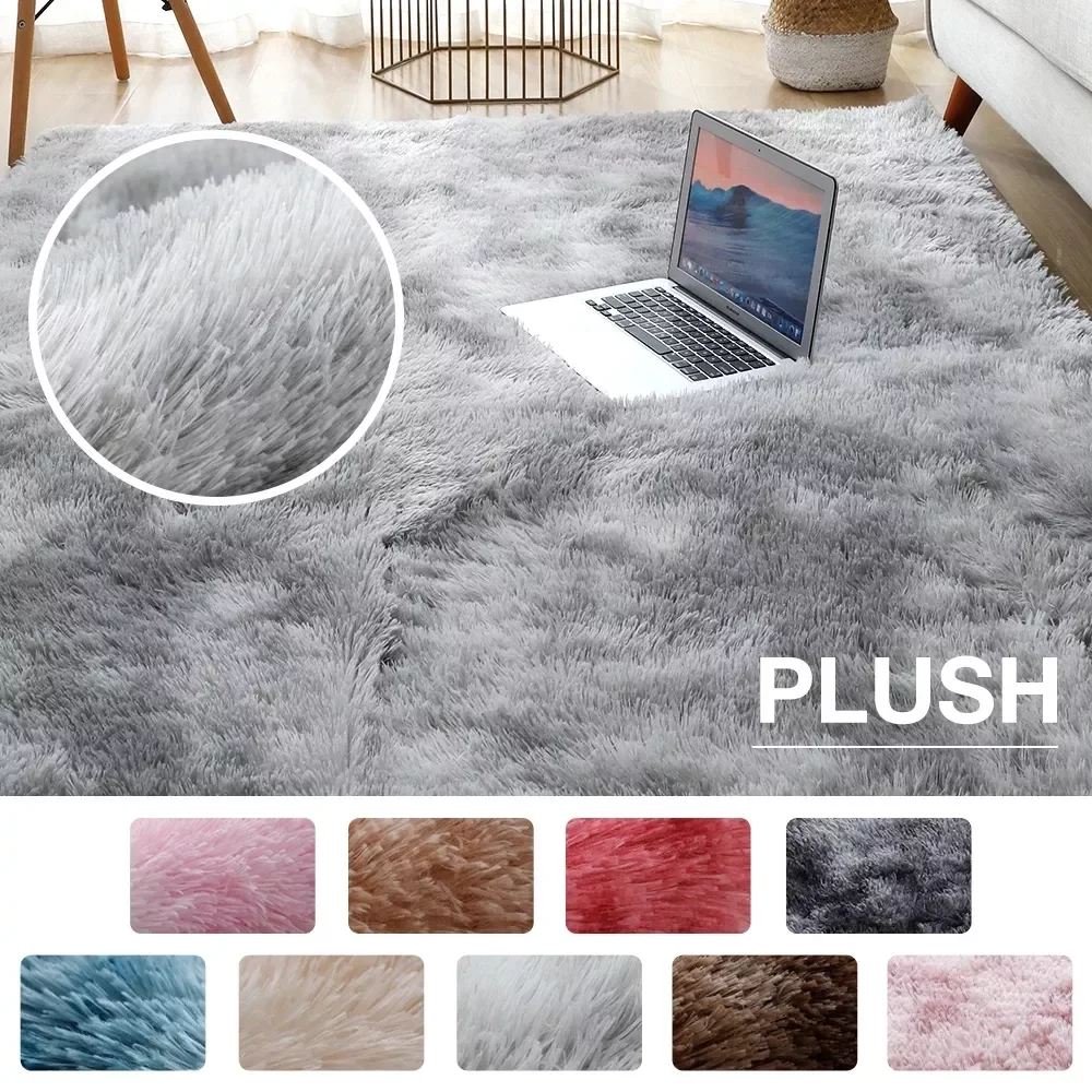 

Plush Carpet Living Room Decoration Fluffy Rug Thick Bedroom Carpets Anti-slip Floor Soft Lounge Rugs Solid Large Carpets Floor