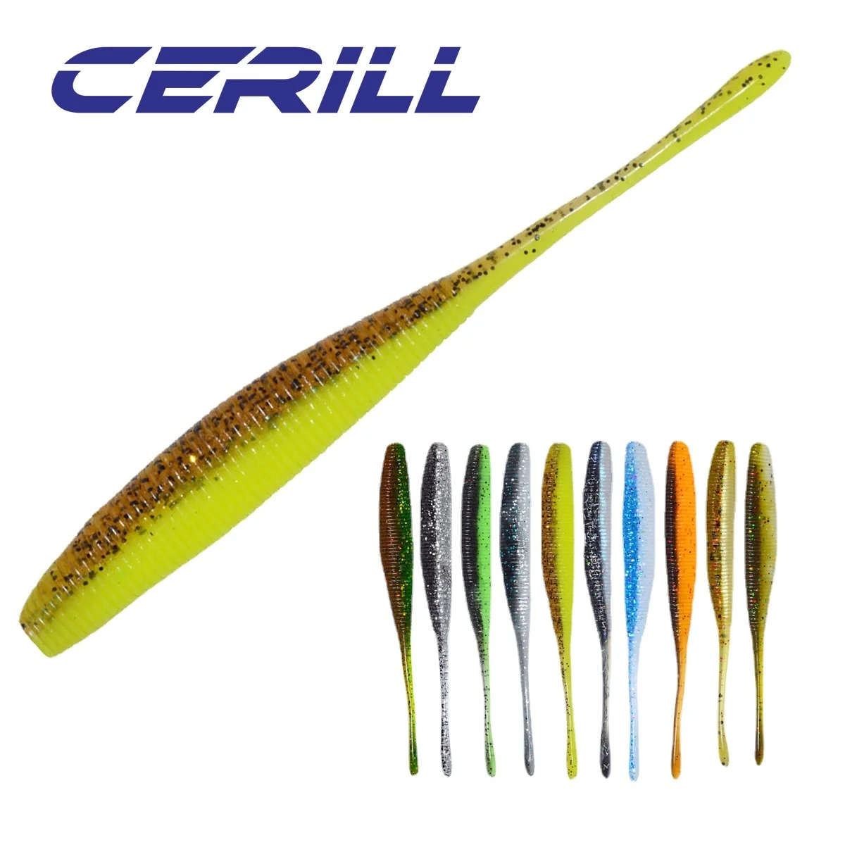 

Cerill 5 PCs 100mm 3.7g Artificial Fishing Lures Earthworm Wobblers Saltwater Swing Bait Single Tail Carp Bass Swimbait Tackle
