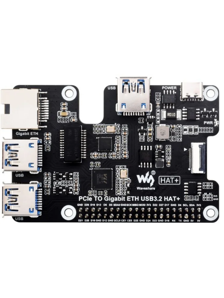 Переходник PCIe на Gigabit Ethernet и USB 3 2 Gen1 для Raspberry Pi 5 3x 1x без драйверов Plug Play