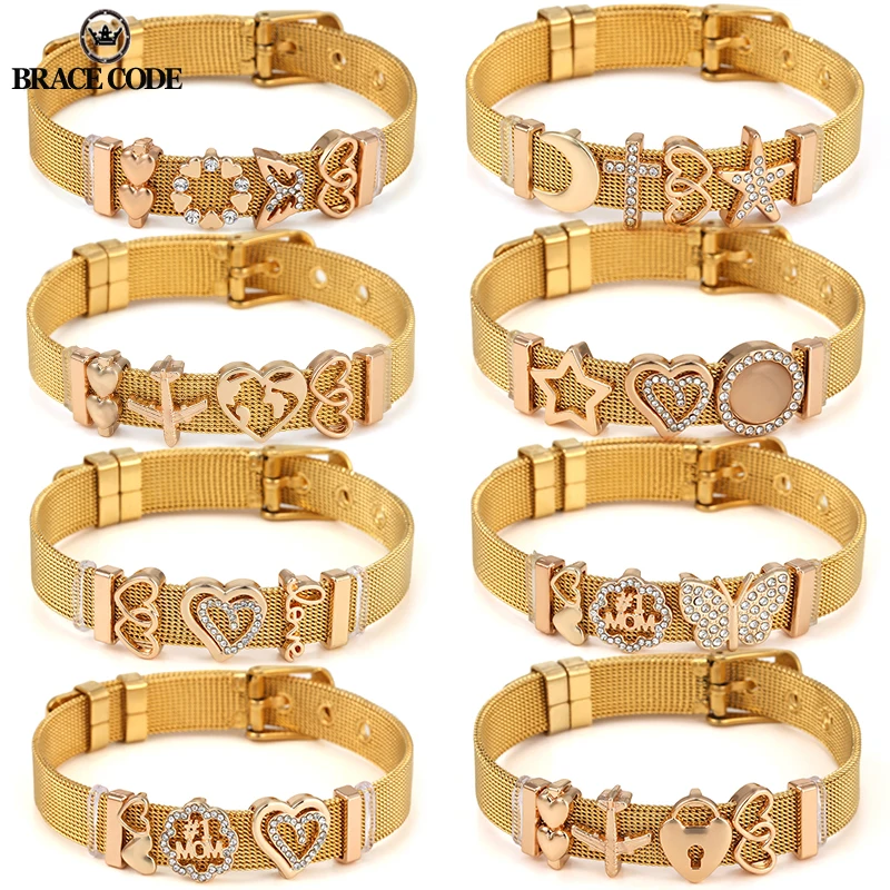 

New Gold color Brand Fine Stainless Steel Bangles Men And Women Titanium Steel Bracelet Size Adjustable Titanium Steel Bracelet