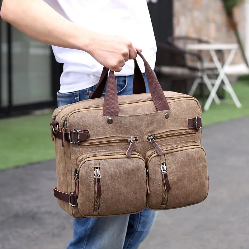 Men Canvas Briefcase Business Laptop Handbag Large Messenger Shoulder Bag Big CasualCanvas  Male Tote Back Bags Travel Suitcase