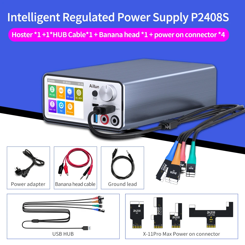 JC AIXUN P2408S Intelligent Stabilized Power Supply With Adjustable Voltage And Current For Apple Android Fast Charge Detection