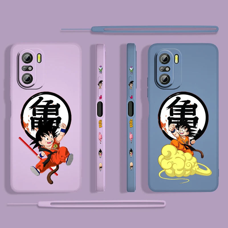 

Dragon Ball Anime Goku For Xiaomi Redmi K50 Gaming 10X 9 9A 9T 9AT 8 8A 7 6A 5A 4X Pro 4G 5G Liquid Left Rope Phone Case Cover
