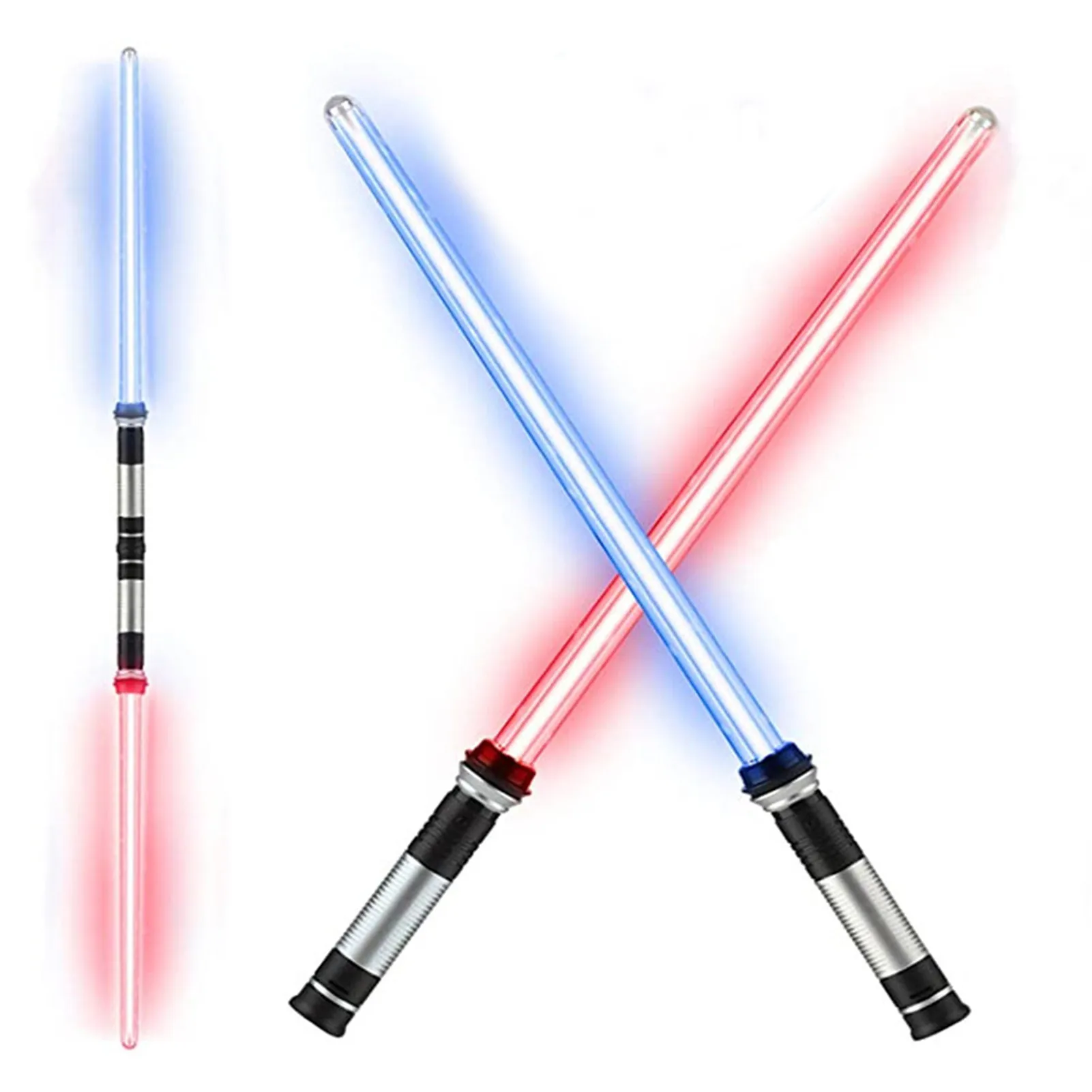 

2PCS Laser Lightsaber Boy Girl Toys Darth Vaders Sword Cosplay Bow Toy Double Light Saber Sword Toys With Sound Laser Xmas Gifts