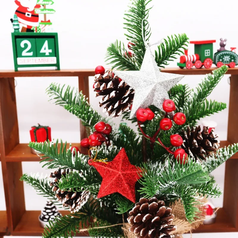 6 шт. рождественский подвесной кулон с пентаграммой серебряный золотой блестящая