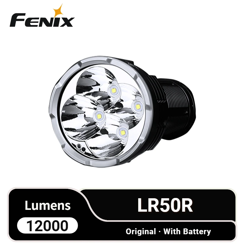Ультракомпактный поисковый фонарик FENIX LR50R, 12000 люмен, перезаряжаемый сверхъяркий светодиодный светильник с батарейным блоком