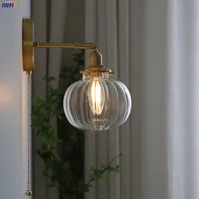 IWHD Pull Chain Nordic Modern Wall Lamp Sconce Beside Bedroom Bathroom Mirror Stair Light Glass Ball Wandlamp Luminaira Lighting