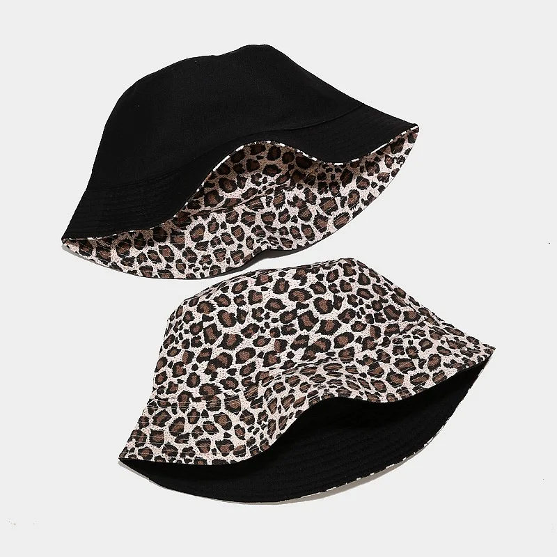 шапка женская зима 2021 мужская Женские шапки Панама двусторонняя с леопардовым