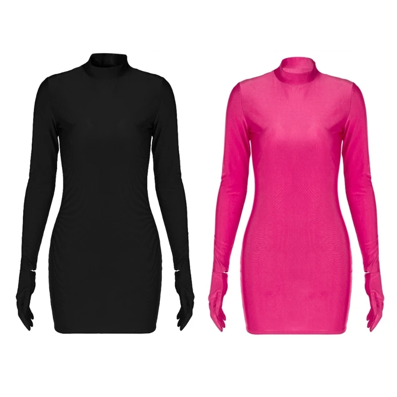 

Женское однотонное мини-платье с длинными рукавами, тонкое платье, осенне-зимнее платье