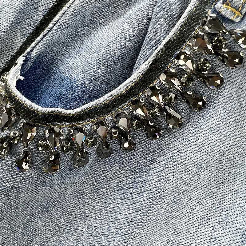 Diamond Jeans Women's Fashion High Waist Loose Wide-Leg Trousers for Spring and Summer Jean 2022 New Office Lady Denim Trouser