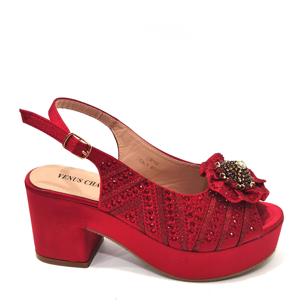 Nigeria Popular African Ladies Shoes And Bag Orange Cross Diamond Belt Decoration Exquisite Banquet Ladies Shoes And Bag