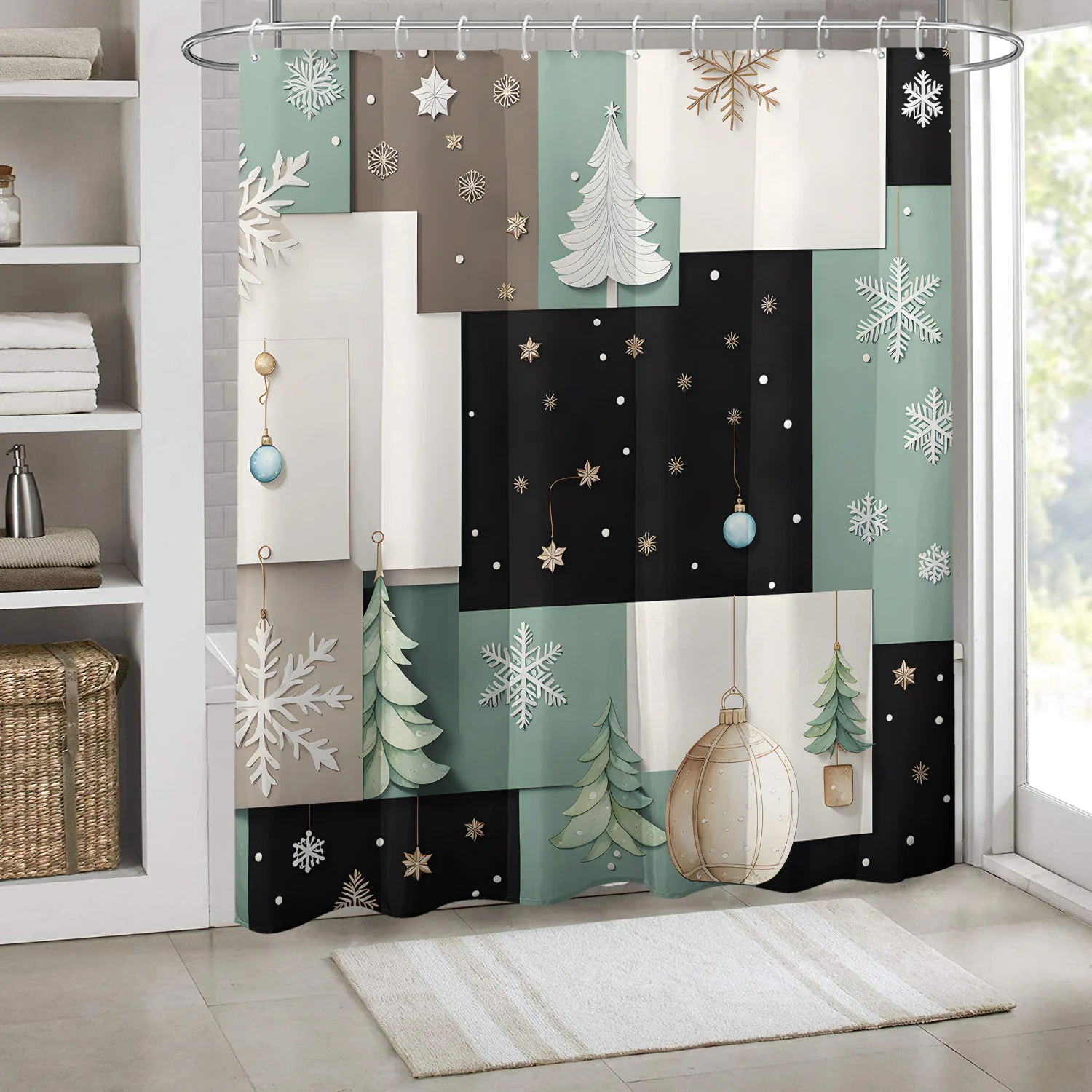 1 шт. красочная Геометрическая сетка Рождественская елка олень душевая занавеска