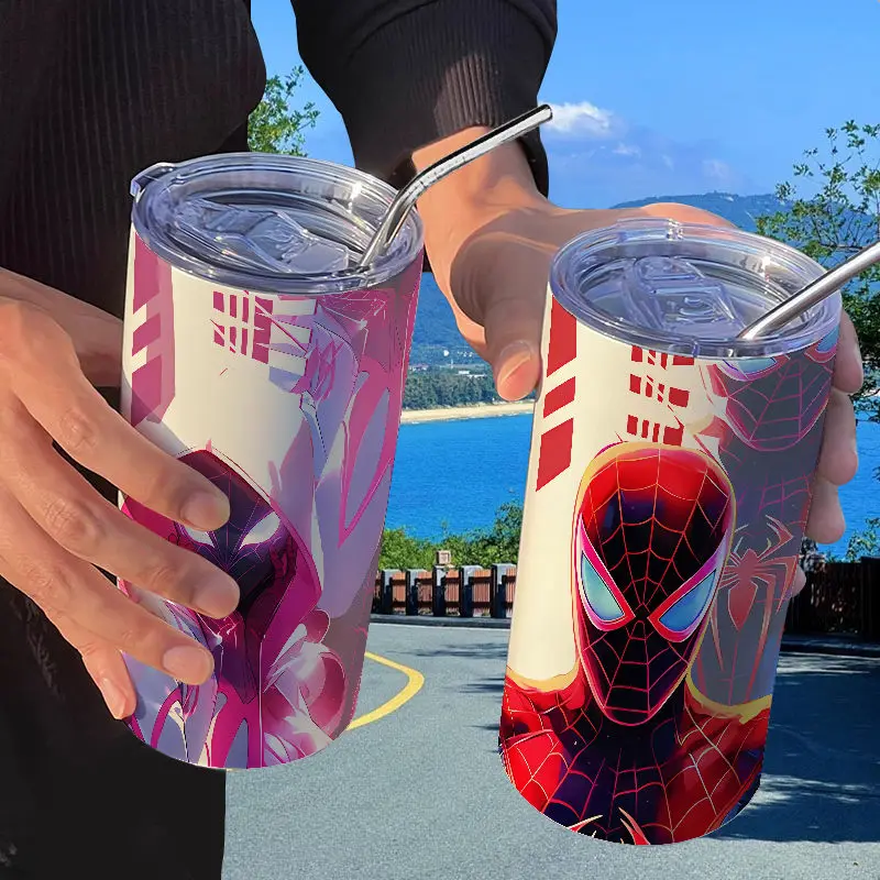 

Marvel Spider-Man Deadpool Cartoon Across the Universe Thermos Cup with Straw Handy Cup High-Looking Portable Student Water Cup
