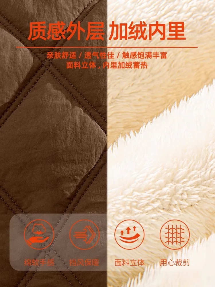 Senma up Baseball Collar Cotton-padded jacket Male 2024 Autumn and Winter Student Jacket Rhombus Fleece-lined Warm Co...