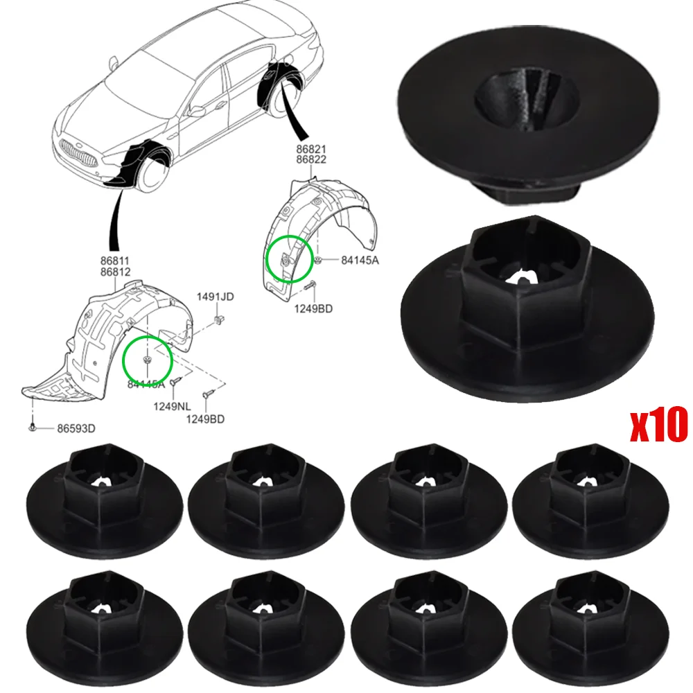 

10 шт. для Hyundai Santa Fe 2006 2007 2008 2009 2010 2011 2012 2013-2018 автомобильная подкладка колесной арки, брызговик, зажим, кронштейн, гайка