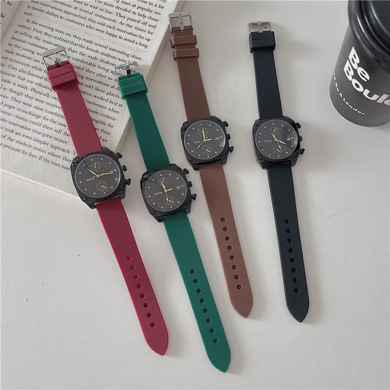 

2023 студенческие квадратные трендовые спортивные часы, модные повседневные кварцевые наручные часы из сплава, крутая черная технология, силиконовый ремешок для мужчин и женщин