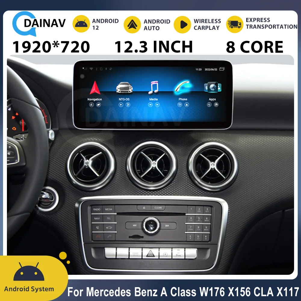

For Mercedes Benz A Class W176 GLA X156 CLA 2013 -2018 Android 12 Car Radio GPS Navigation CarPlay Multimedia Player HD Screen