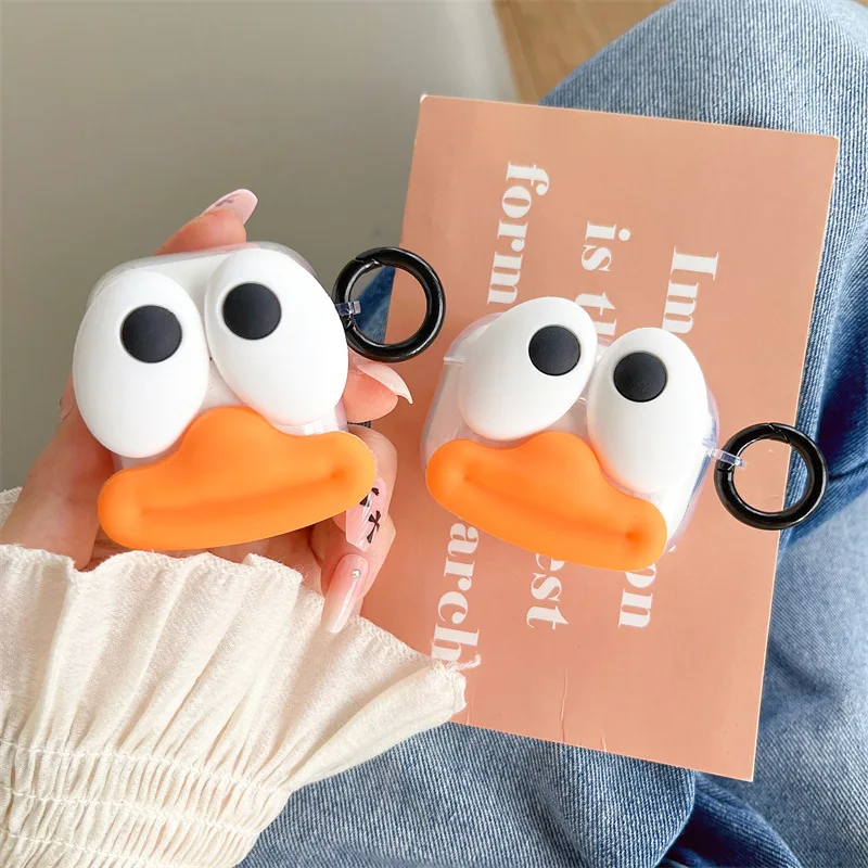 

Cartoon Big Eyes Duck Case for AirPods 1 2 3 Pro Cases Cover Bluetooth Earbuds Charging Box Protective Case for AirPod Air Pods