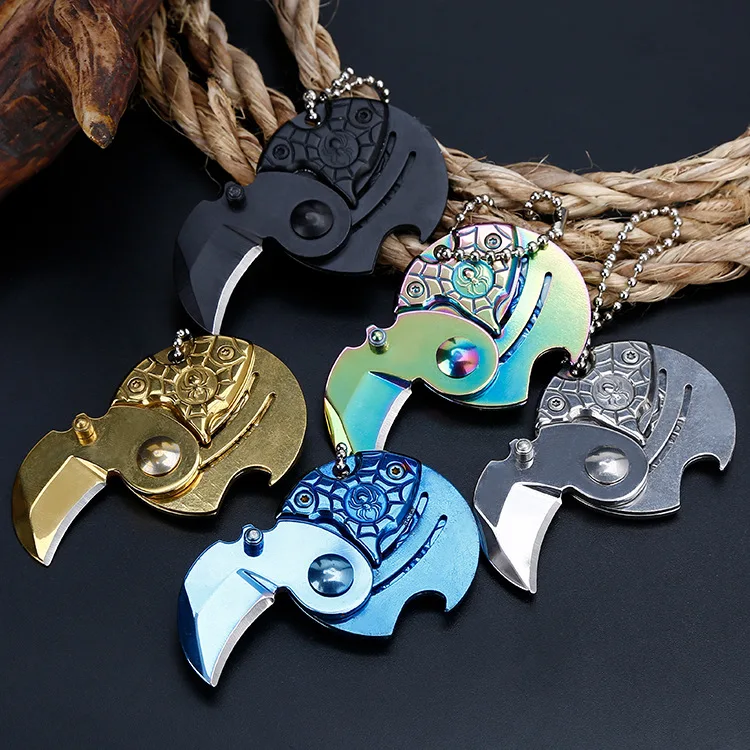 

Mini creative folding knife keychain pendant round coin pocket knife EDC tool For camping fishing climbing Stainless Steel Knife