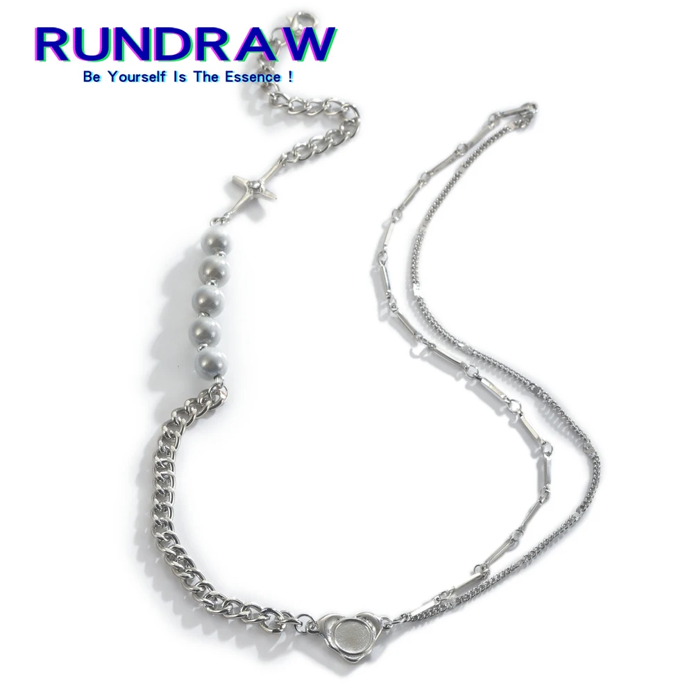 Модное женское ожерелье RUNDRAW серебряного цвета с жемчугом и подвеской в виде