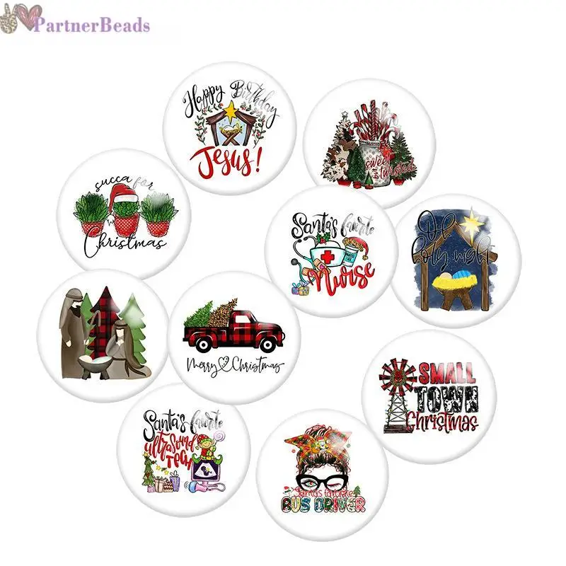 

Рождественские круглые стеклянные кабошоны для фотосъемки, демонстрация плоской задней поверхности, фурнитура для изготовления застежек ...