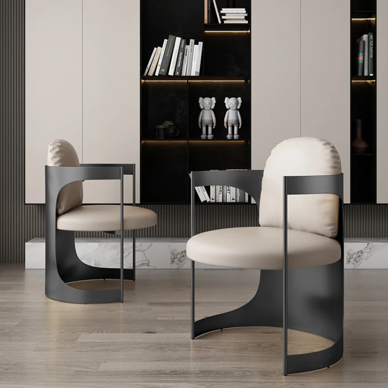 

Italian Light Luxury Desk Chair Household Tea Chair Modern Stainless Steel Chair Designer Creative Tea Master Chair