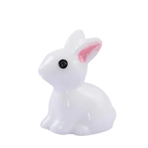 Милые миниатюрные фигурки кроликов из смолы, маленький белый кролик, украшение, миниатюрный пейзаж, украшение для кукольного домика, поделки