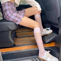 white mid tube socks all match over the knee thin calf sexy elastic student silk stockings clothing accessories