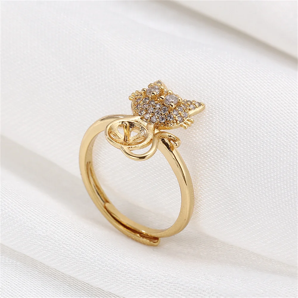 

14k gold clad color preserving kitten tight ring micro set zirconia ring pearl DIY accessories
