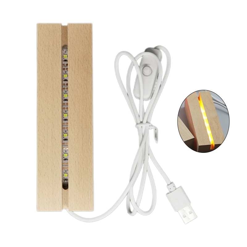 

N58F LED Light Luminous Base Acrylic Diy Lamp Holder Creative Night Light Rectangle Wooden Strike Piece Resin Art Crafts