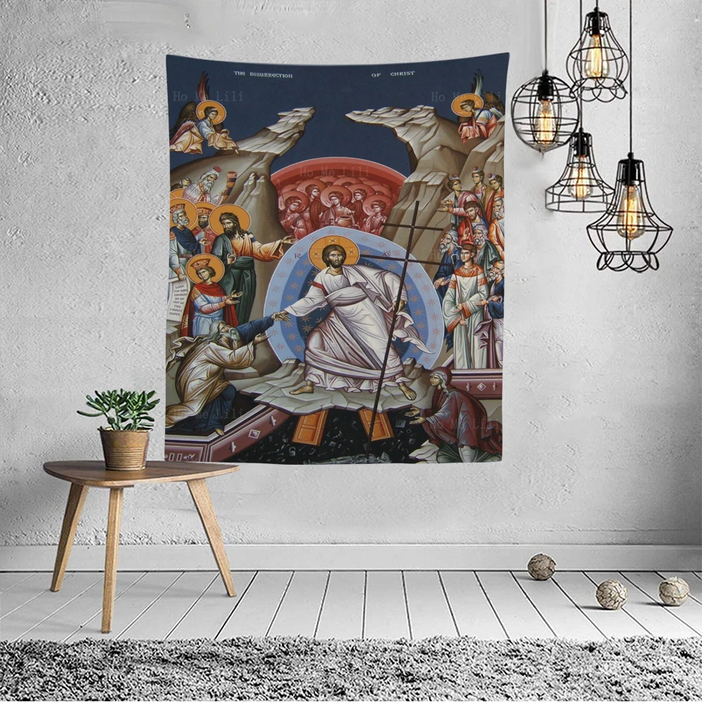 Настенный гобелен с изображением Христа в небесах четырьмя святыми и донором