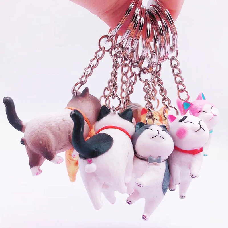 

Fashion Cute Cat Pendant Key Rings Chains Car Bag Charm Keychains Women Men Creative Keyrings Couple Gift Accessories