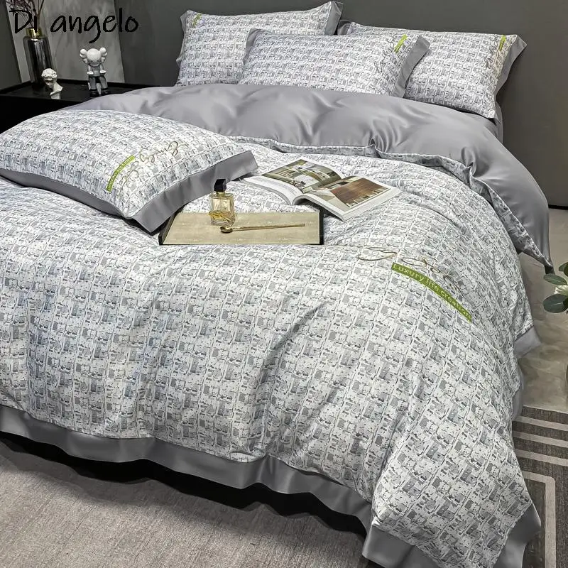 

Роскошный набор пододеяльников с простынями, высококачественные красивые наволочки с гладкой кожей, комплекты постельного белья #/