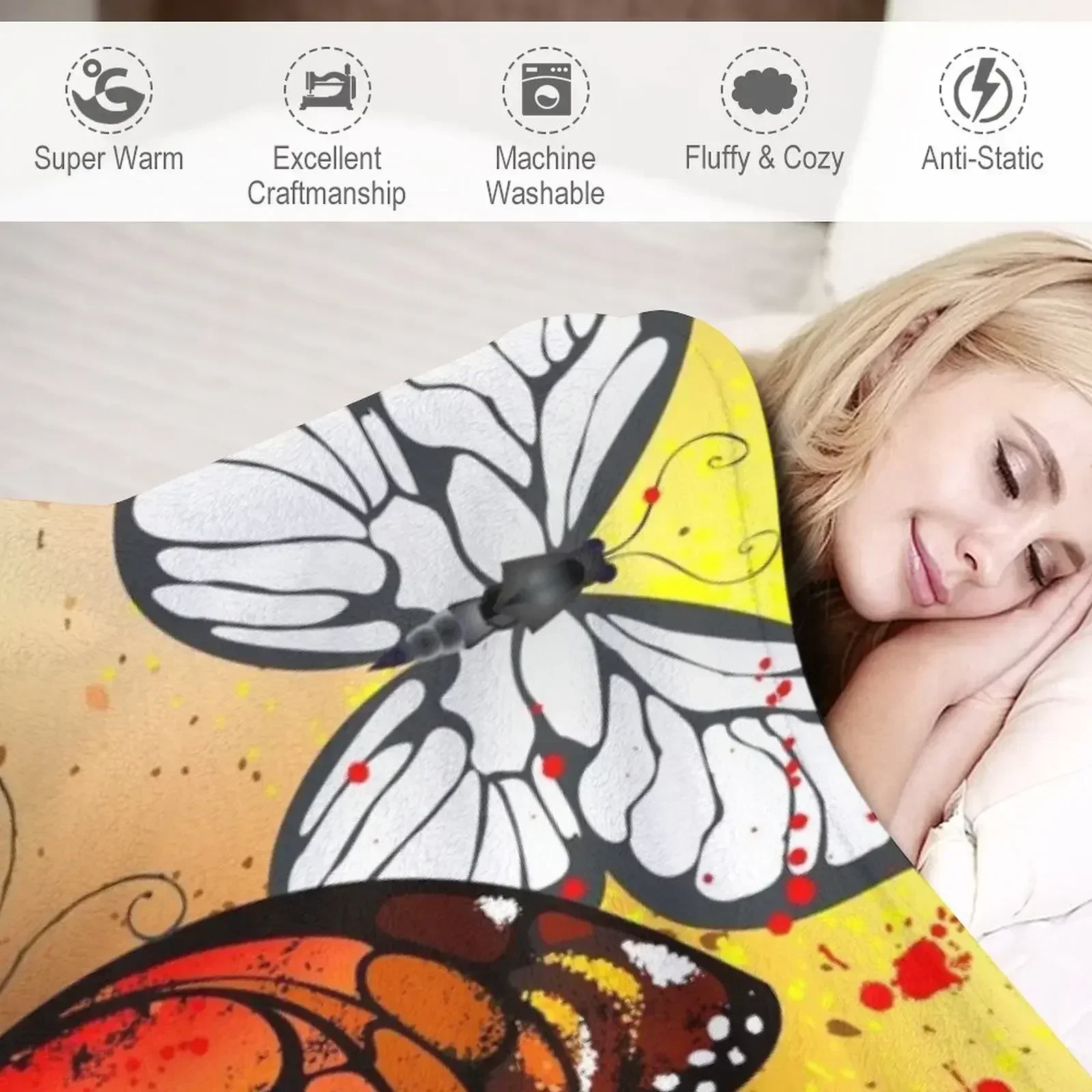 Одеяло Summer Butterflies Monarchs (Оранжевая Бабочка) Летние одеяла для кровати