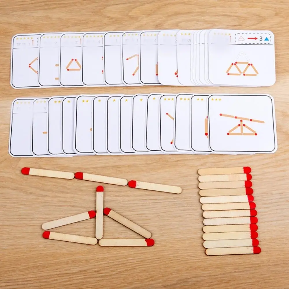 

Wooden Montessori Matches Puzzles Hand-eye Coordination DIY Math Geometry Board Game Logic Training Interesting Interactive Game