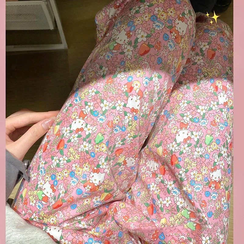 Женские осенние хлопковые брюки с мультяшными широкими штанинами женские пижамы