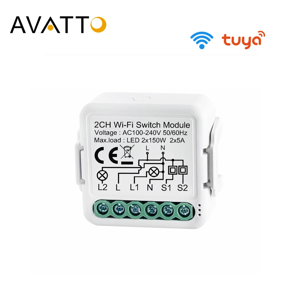 Модуль Wi-Fi AVATTO 1/2/3/4 gang Tuya с двухсторонним управлением умный дом Smart Life прерыватель