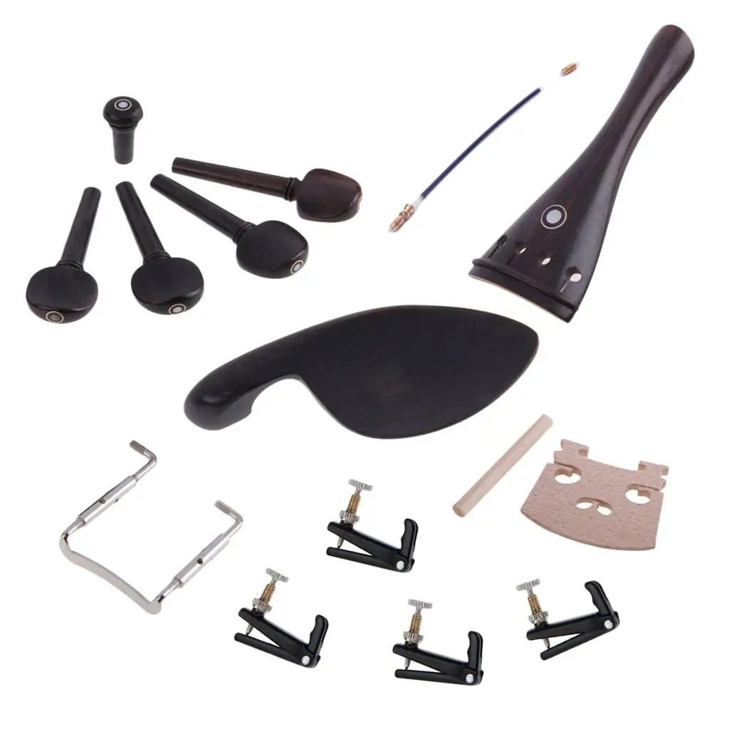 

Ebony Wood 4/4 Violin Accessories Chinrest & ++Tailpiece+Pegs