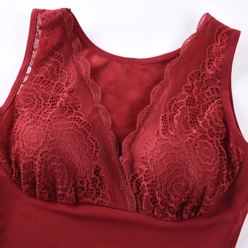 Women's Thermal Underwear Fleece Lined Tops Cami Tank Top Vest Camisoles Base Layer Sexy Winter Thermals Undershirts with Bra