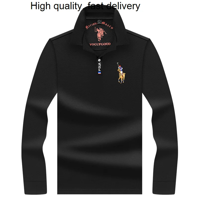 

Рубашка-Поло, Новинка осени 2023, весна-осень, хлопковая модная мужская деловая рубашка с вышивкой, отложным воротником и длинными рукавами, ...