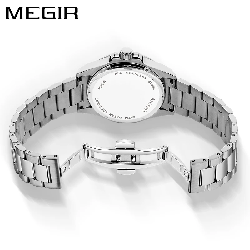 Мужские повседневные швейцарские кварцевые наручные часы MEGIR 515 из нержавеющей