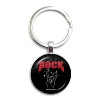 2022 hot style creative victory rock gesture glass cabochon keychain pendant bag pendant accessories gift keychain