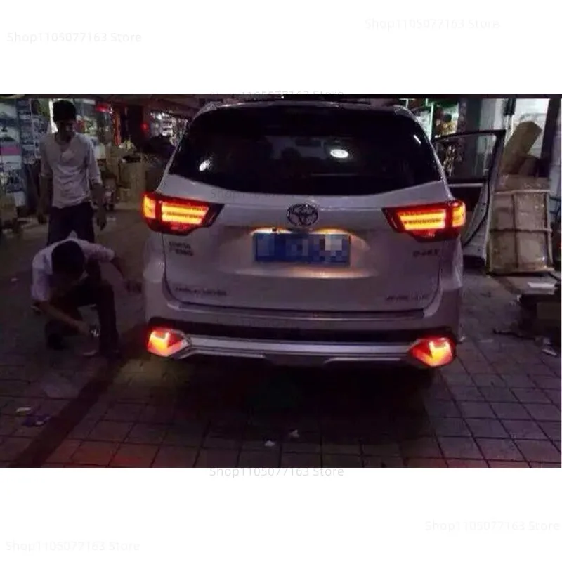 Фото ДЛЯ TOYOYA Highlander 2015-2018 модификация заднего бампера специальный светодиодный стоп-сигнал задний противотуманный фонарь №3