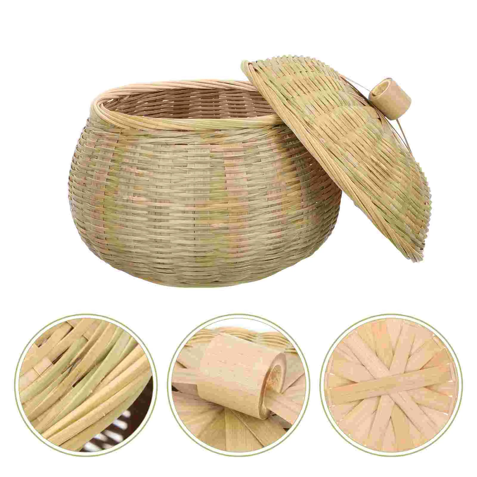 

Basket Storage Woven Baskets Egg Lid Rattan Wicker Bamboo Fruit Picnic Bread Seagrass Round Tray Lids Eggs Decorative Fresh